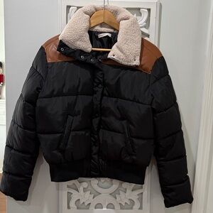 Sincerely Jules Black and Brown Puffer Coat